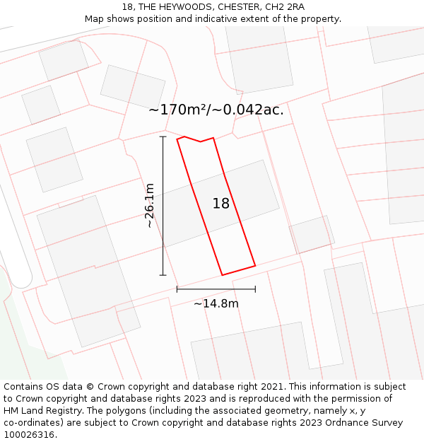 18, THE HEYWOODS, CHESTER, CH2 2RA: Plot and title map