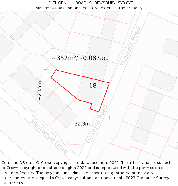 18, THORNHILL ROAD, SHREWSBURY, SY3 8YE: Plot and title map