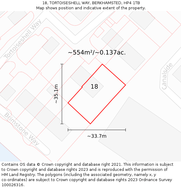 18, TORTOISESHELL WAY, BERKHAMSTED, HP4 1TB: Plot and title map