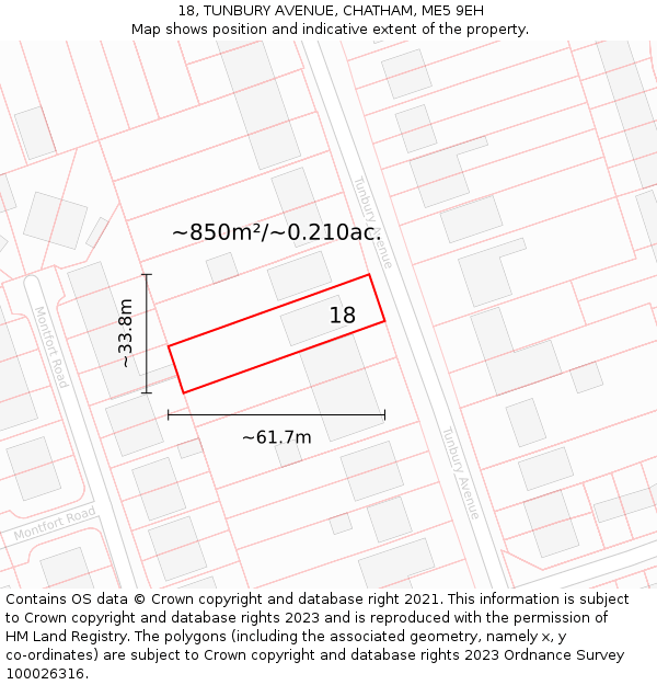 18, TUNBURY AVENUE, CHATHAM, ME5 9EH: Plot and title map