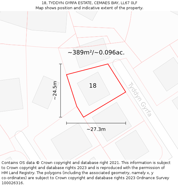 18, TYDDYN GYRFA ESTATE, CEMAES BAY, LL67 0LF: Plot and title map