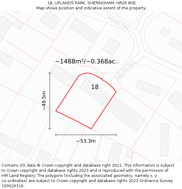 18, UPLANDS PARK, SHERINGHAM, NR26 8NE: Plot and title map