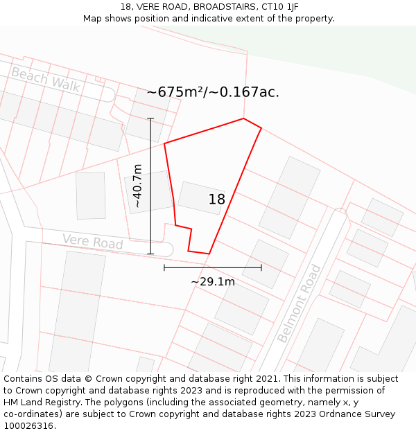 18, VERE ROAD, BROADSTAIRS, CT10 1JF: Plot and title map