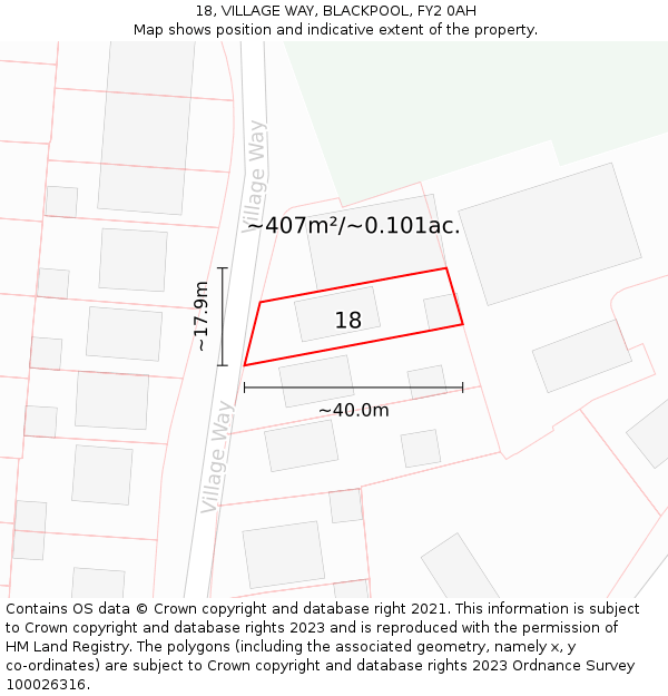 18, VILLAGE WAY, BLACKPOOL, FY2 0AH: Plot and title map