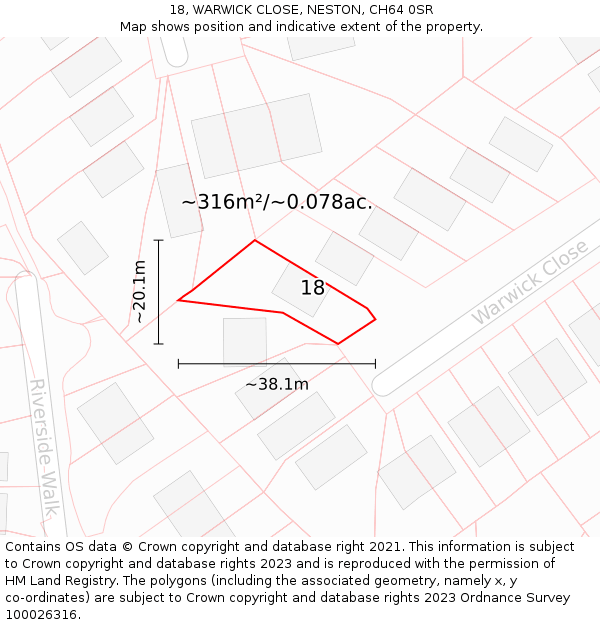 18, WARWICK CLOSE, NESTON, CH64 0SR: Plot and title map