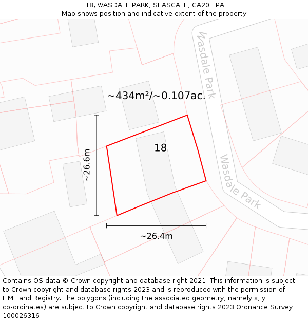 18, WASDALE PARK, SEASCALE, CA20 1PA: Plot and title map