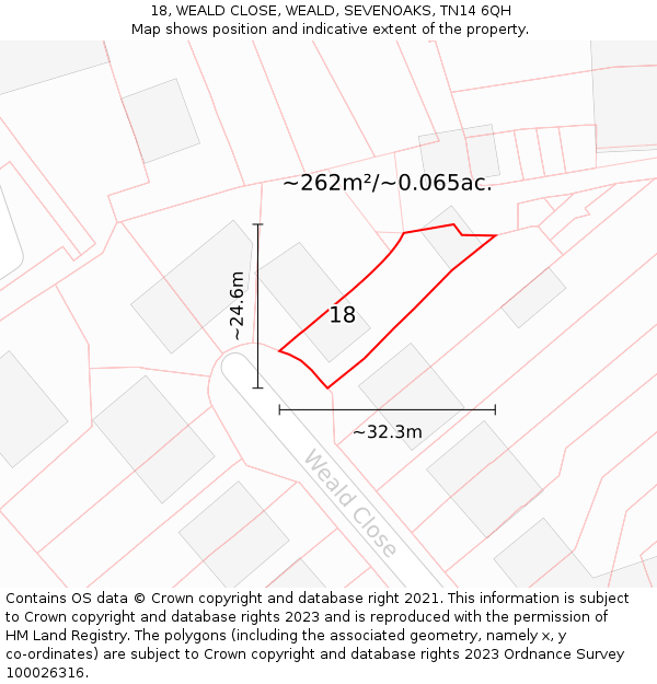 18, WEALD CLOSE, WEALD, SEVENOAKS, TN14 6QH: Plot and title map