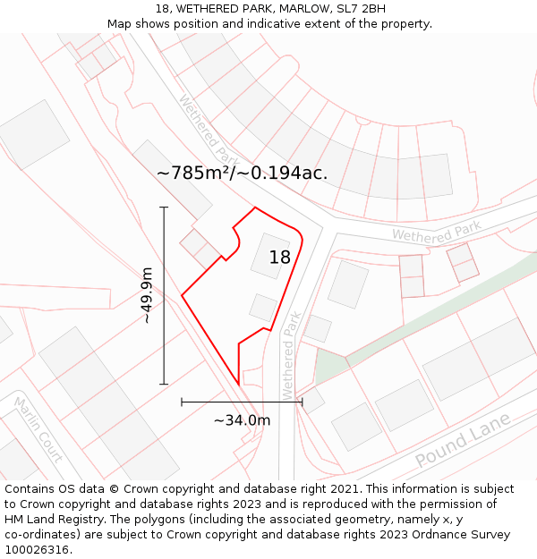 18, WETHERED PARK, MARLOW, SL7 2BH: Plot and title map