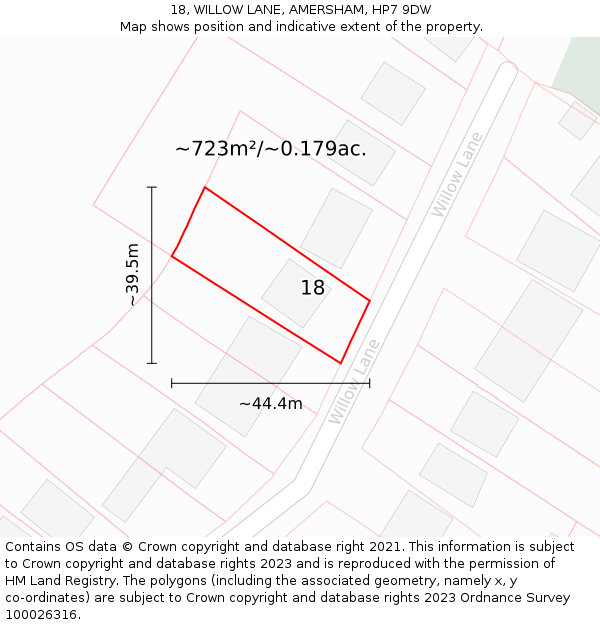 18, WILLOW LANE, AMERSHAM, HP7 9DW: Plot and title map