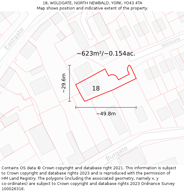 18, WOLDGATE, NORTH NEWBALD, YORK, YO43 4TA: Plot and title map