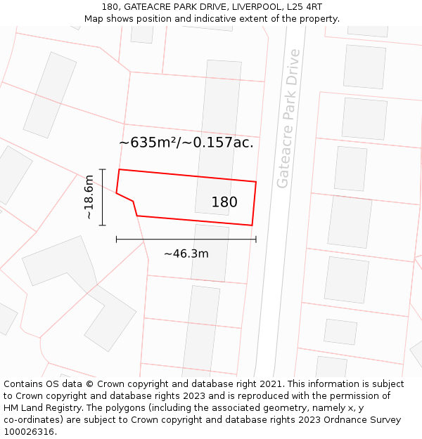 180, GATEACRE PARK DRIVE, LIVERPOOL, L25 4RT: Plot and title map
