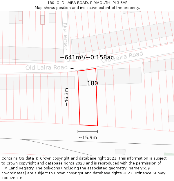 180, OLD LAIRA ROAD, PLYMOUTH, PL3 6AE: Plot and title map