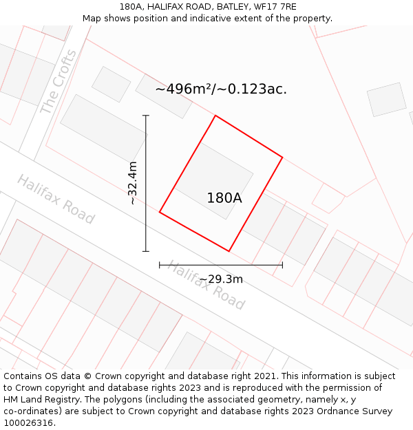 180A, HALIFAX ROAD, BATLEY, WF17 7RE: Plot and title map