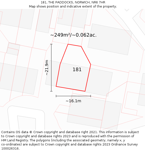 181, THE PADDOCKS, NORWICH, NR6 7HR: Plot and title map