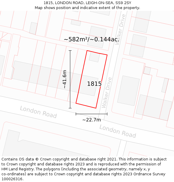 1815, LONDON ROAD, LEIGH-ON-SEA, SS9 2SY: Plot and title map