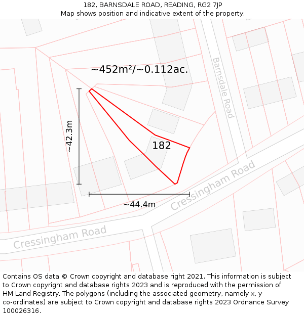 182, BARNSDALE ROAD, READING, RG2 7JP: Plot and title map