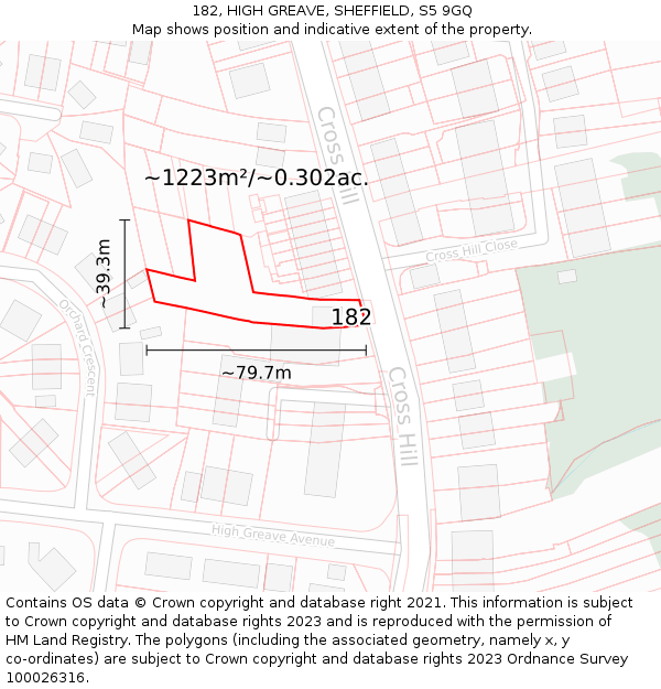 182, HIGH GREAVE, SHEFFIELD, S5 9GQ: Plot and title map