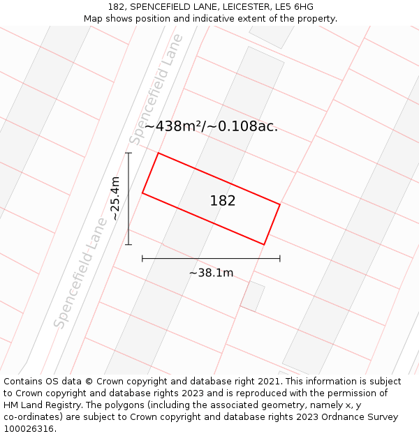 182, SPENCEFIELD LANE, LEICESTER, LE5 6HG: Plot and title map