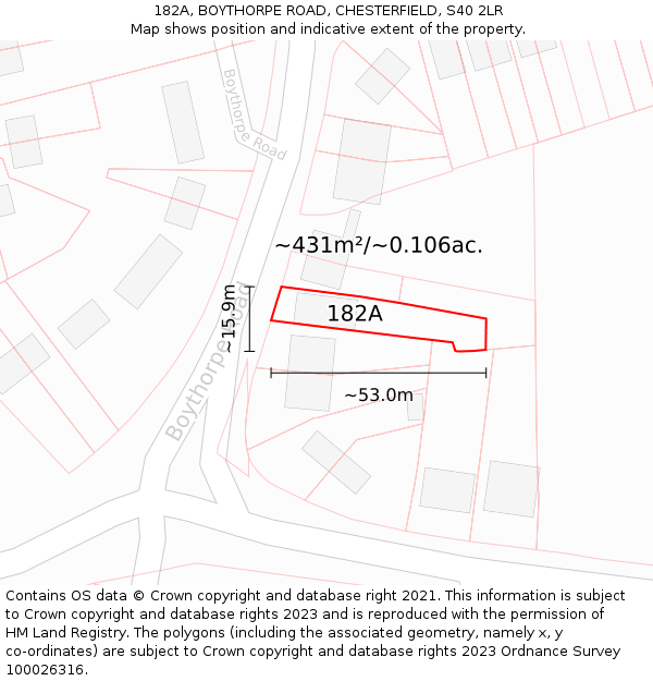 182A, BOYTHORPE ROAD, CHESTERFIELD, S40 2LR: Plot and title map