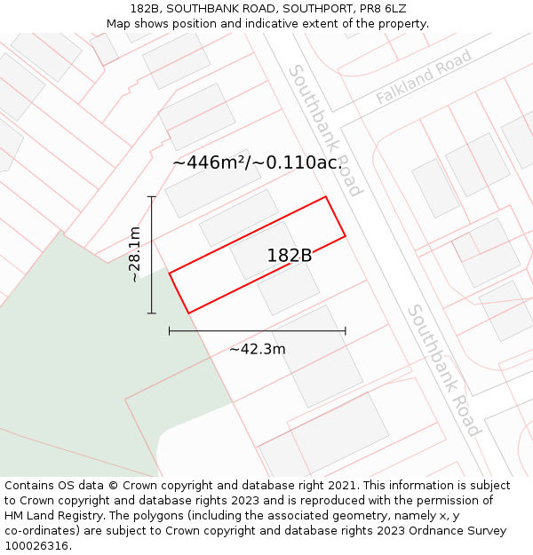 182B, SOUTHBANK ROAD, SOUTHPORT, PR8 6LZ: Plot and title map