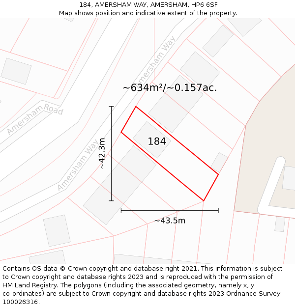 184, AMERSHAM WAY, AMERSHAM, HP6 6SF: Plot and title map