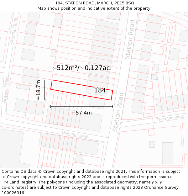 184, STATION ROAD, MARCH, PE15 8SQ: Plot and title map