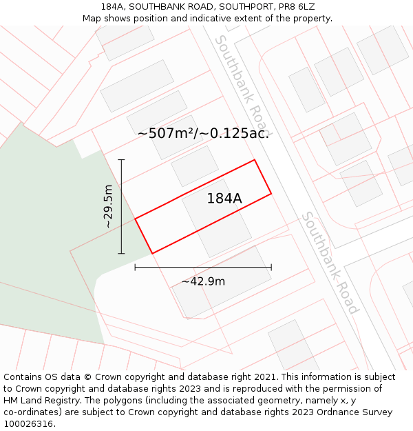 184A, SOUTHBANK ROAD, SOUTHPORT, PR8 6LZ: Plot and title map