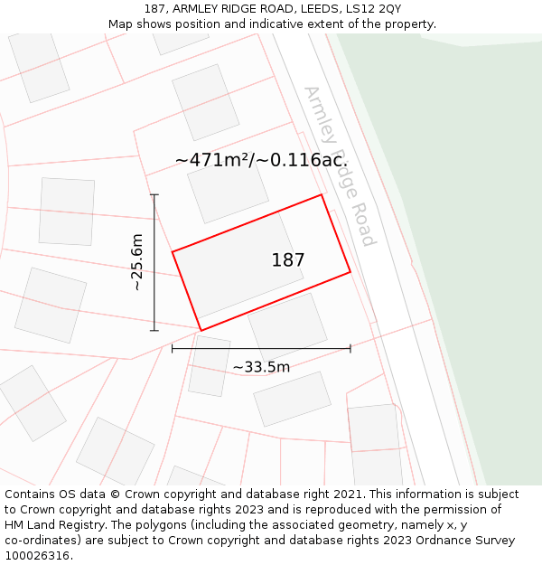 187, ARMLEY RIDGE ROAD, LEEDS, LS12 2QY: Plot and title map