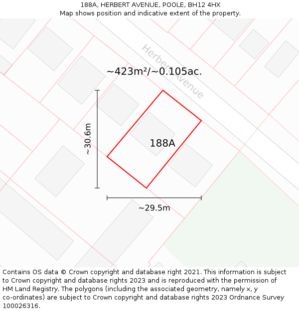 188A, HERBERT AVENUE, POOLE, BH12 4HX: Plot and title map