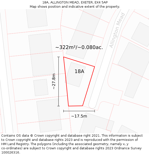 18A, ALLINGTON MEAD, EXETER, EX4 5AP: Plot and title map