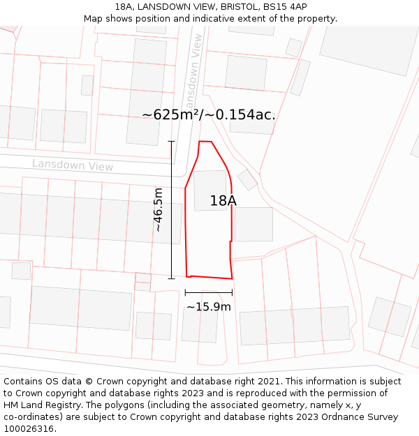 18A, LANSDOWN VIEW, BRISTOL, BS15 4AP: Plot and title map