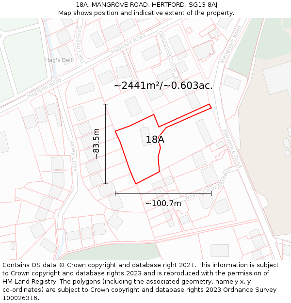 18A, MANGROVE ROAD, HERTFORD, SG13 8AJ: Plot and title map