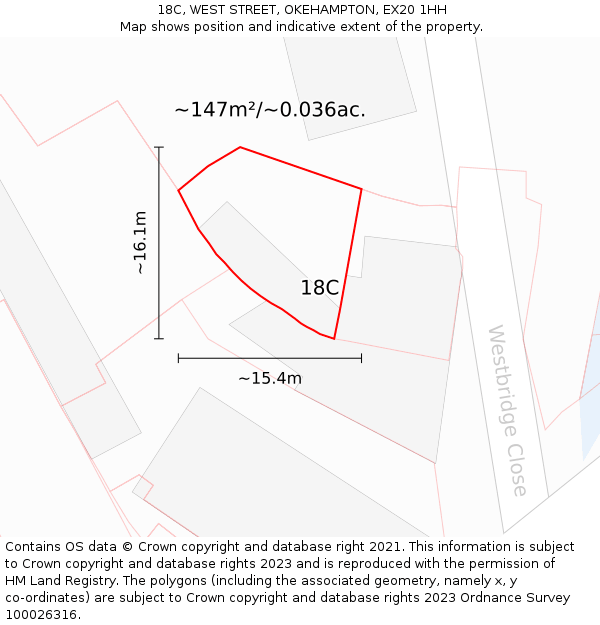 18C, WEST STREET, OKEHAMPTON, EX20 1HH: Plot and title map