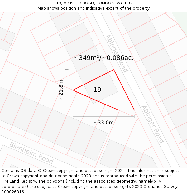 19, ABINGER ROAD, LONDON, W4 1EU: Plot and title map
