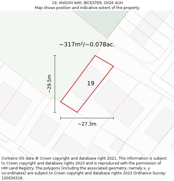 19, ANSON WAY, BICESTER, OX26 4UH: Plot and title map