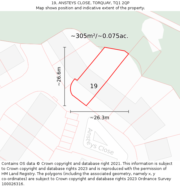 19, ANSTEYS CLOSE, TORQUAY, TQ1 2QP: Plot and title map