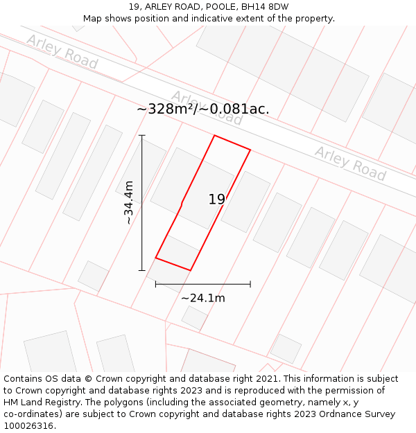 19, ARLEY ROAD, POOLE, BH14 8DW: Plot and title map