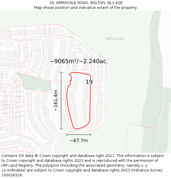19, ARMADALE ROAD, BOLTON, BL3 4QE: Plot and title map