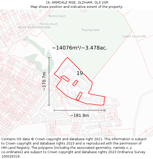 19, ARMDALE RISE, OLDHAM, OL4 2SR: Plot and title map