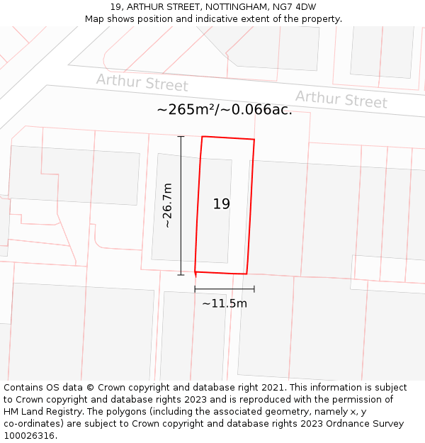 19, ARTHUR STREET, NOTTINGHAM, NG7 4DW: Plot and title map