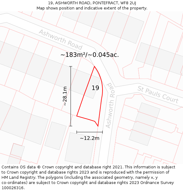 19, ASHWORTH ROAD, PONTEFRACT, WF8 2UJ: Plot and title map