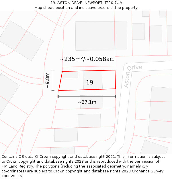 19, ASTON DRIVE, NEWPORT, TF10 7UA: Plot and title map