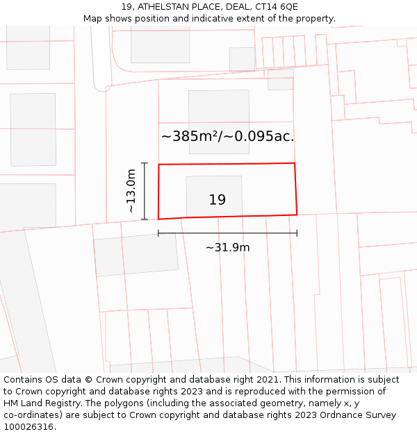 19, ATHELSTAN PLACE, DEAL, CT14 6QE: Plot and title map