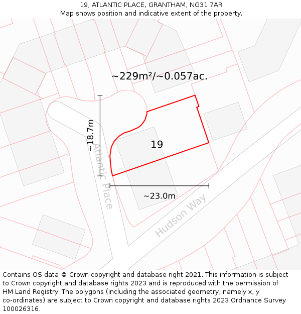 19, ATLANTIC PLACE, GRANTHAM, NG31 7AR: Plot and title map