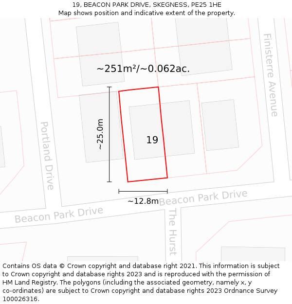 19, BEACON PARK DRIVE, SKEGNESS, PE25 1HE: Plot and title map