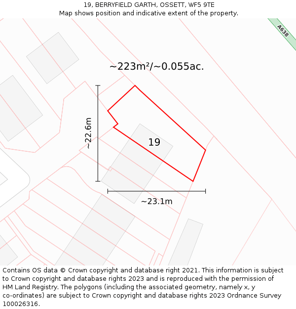 19, BERRYFIELD GARTH, OSSETT, WF5 9TE: Plot and title map