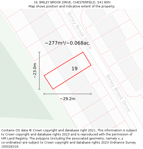 19, BIRLEY BROOK DRIVE, CHESTERFIELD, S41 8XN: Plot and title map