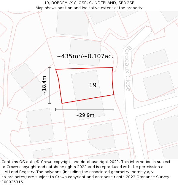 19, BORDEAUX CLOSE, SUNDERLAND, SR3 2SR: Plot and title map