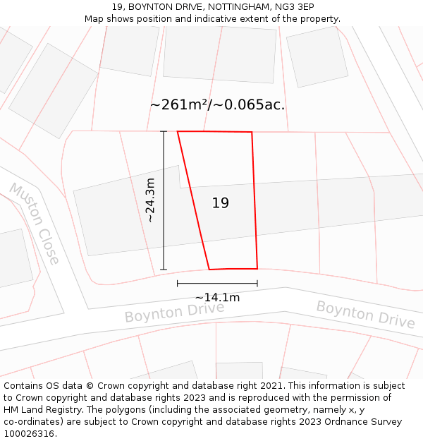 19, BOYNTON DRIVE, NOTTINGHAM, NG3 3EP: Plot and title map