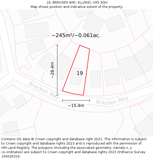 19, BRACKEN WAY, ELLAND, HX5 9QH: Plot and title map